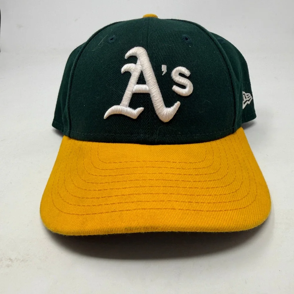 Oakland Athletics New Era Hat Youth OSFA 9FORTY Green Yellow MLB Baseball EUC